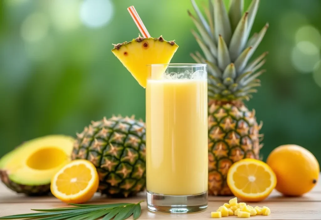 Tropical fruit smoothie with cottage cheese