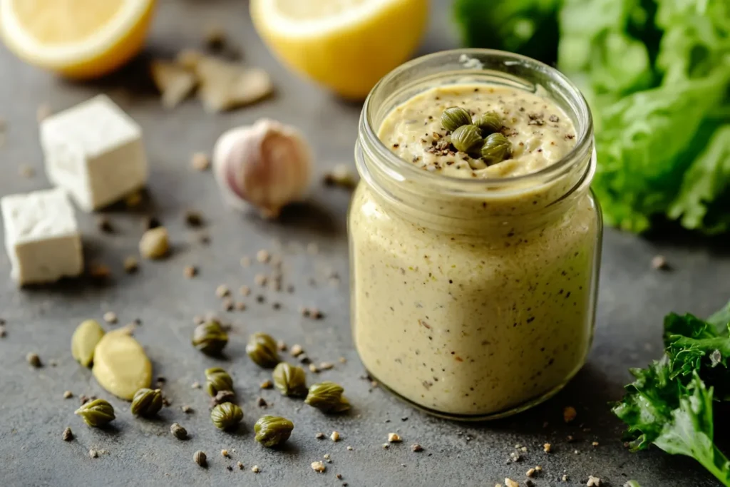 Vegan Caesar dressing with capers and tofu