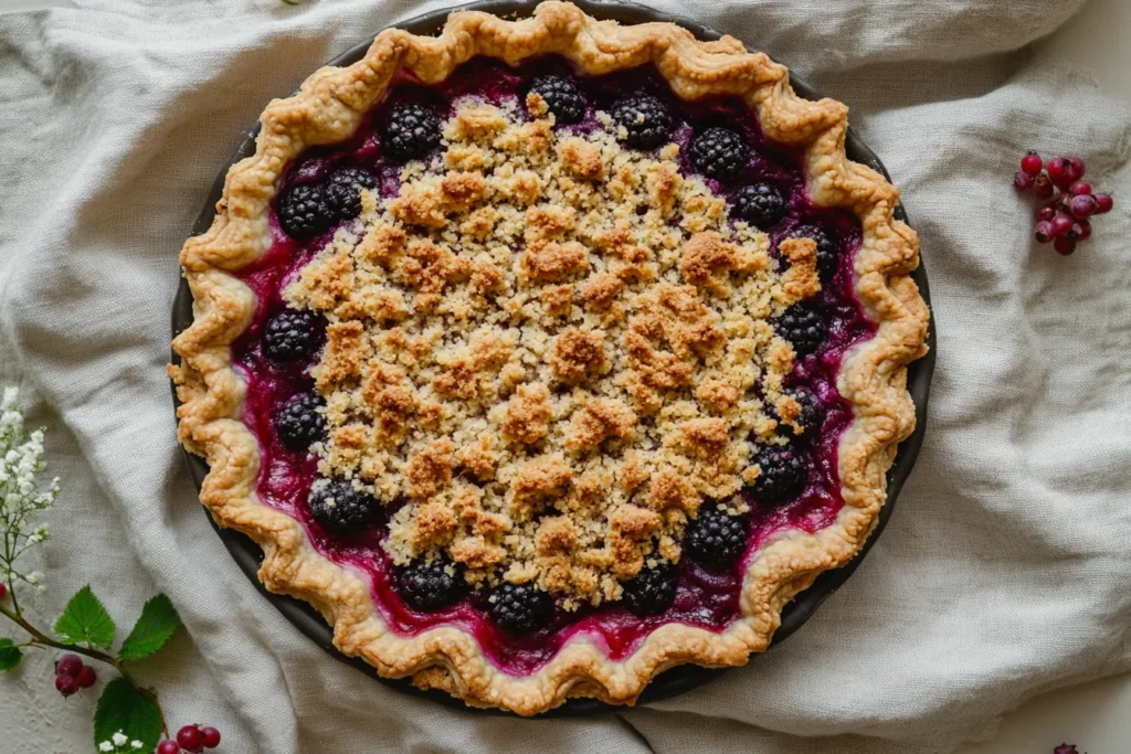 Vegan goumi pie with crumb topping