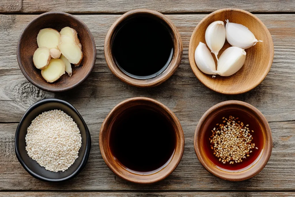“Yakiniku sauce ingredients laid out on a table”