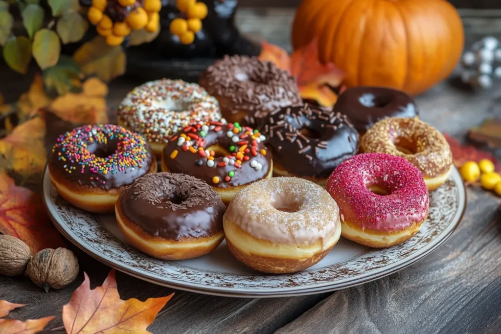 A plate of gluten-free and vegan Halloween donuts