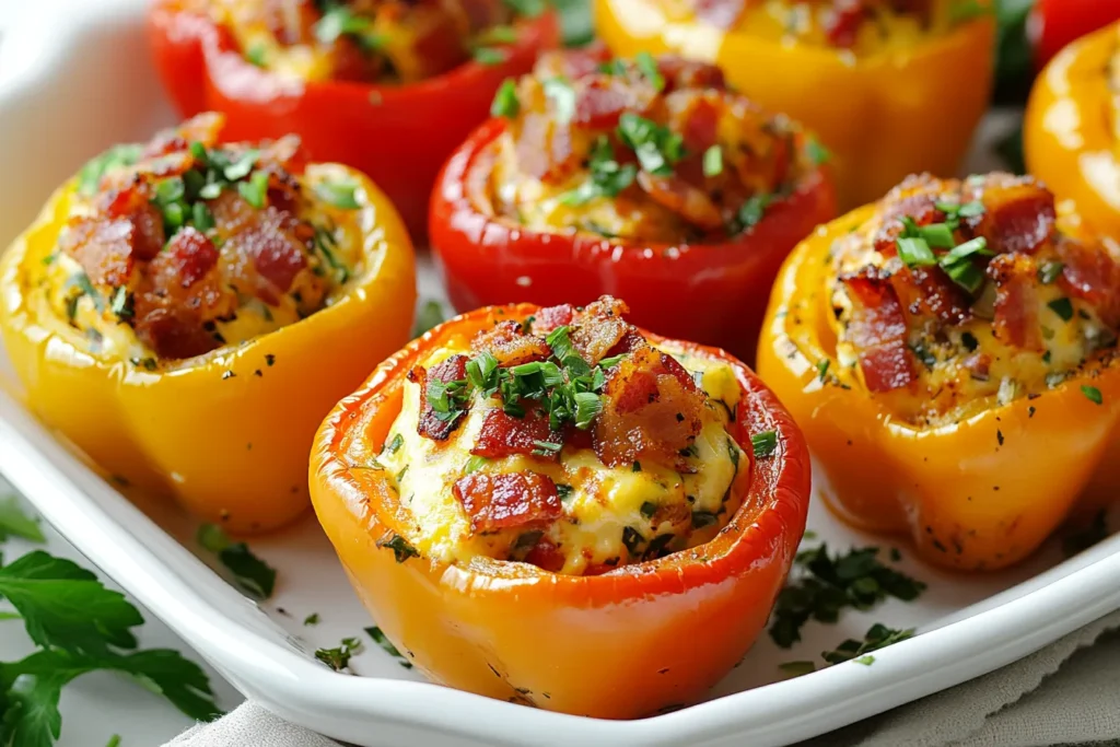 Mini bell peppers stuffed with bacon scallion cream cheese