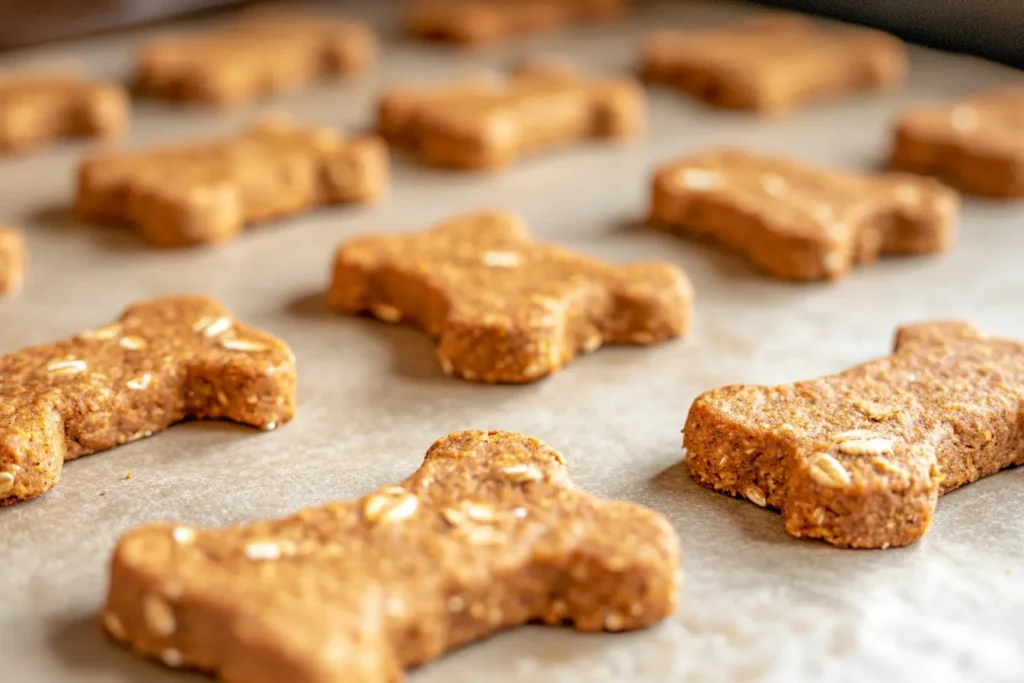 Dog snack sticks baking in the oven