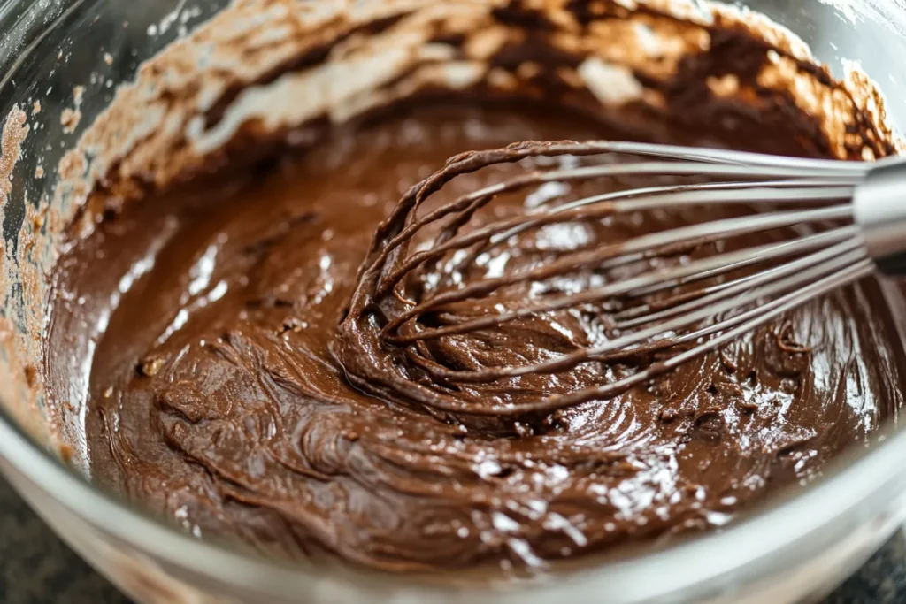 Mashed banana in brownie batter