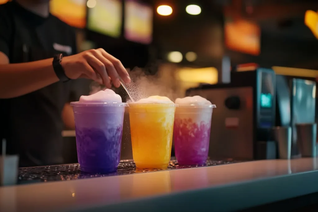 Taco Bell staff preparing mocktails behind the counter