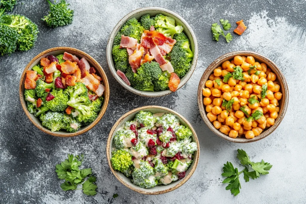 Broccoli salad vegan and keto variations