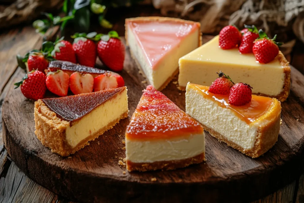 Global cheesecake styles: New York, Basque, Japanese, and Italian