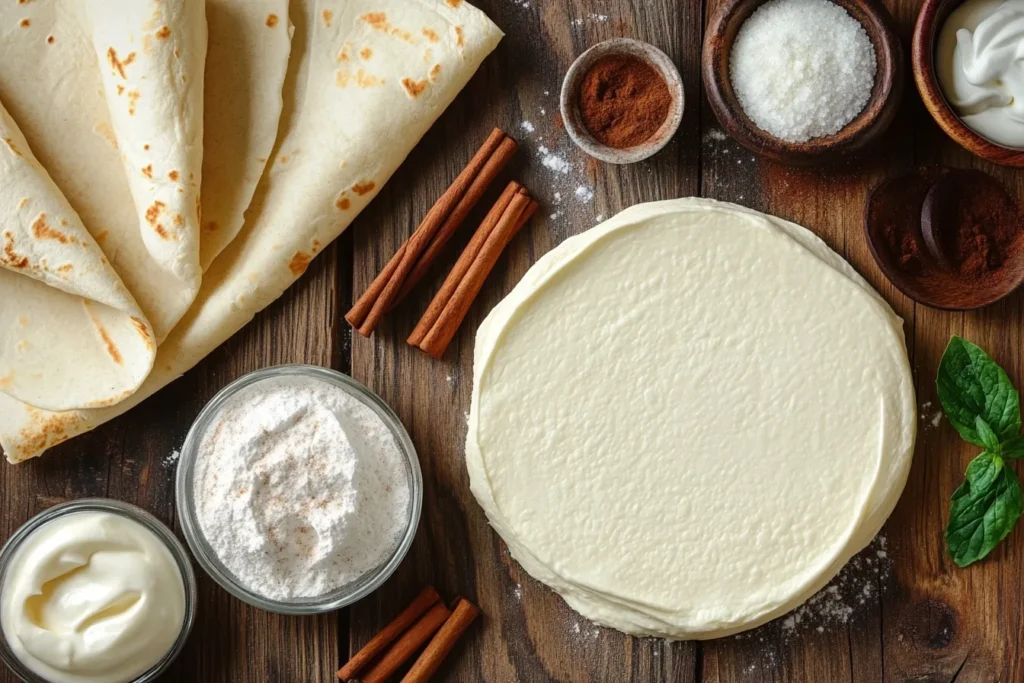 Ingredients for cheesecake chimichanga
