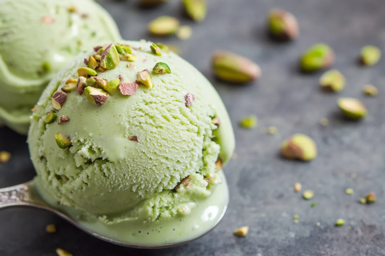 “Vegan pistachio oat milk ice cream”