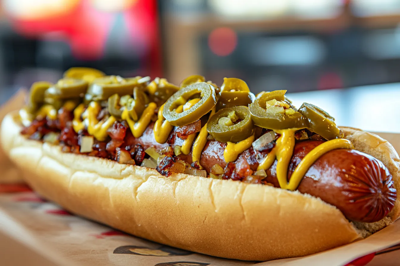 Circle K hot dog with spicy mustard