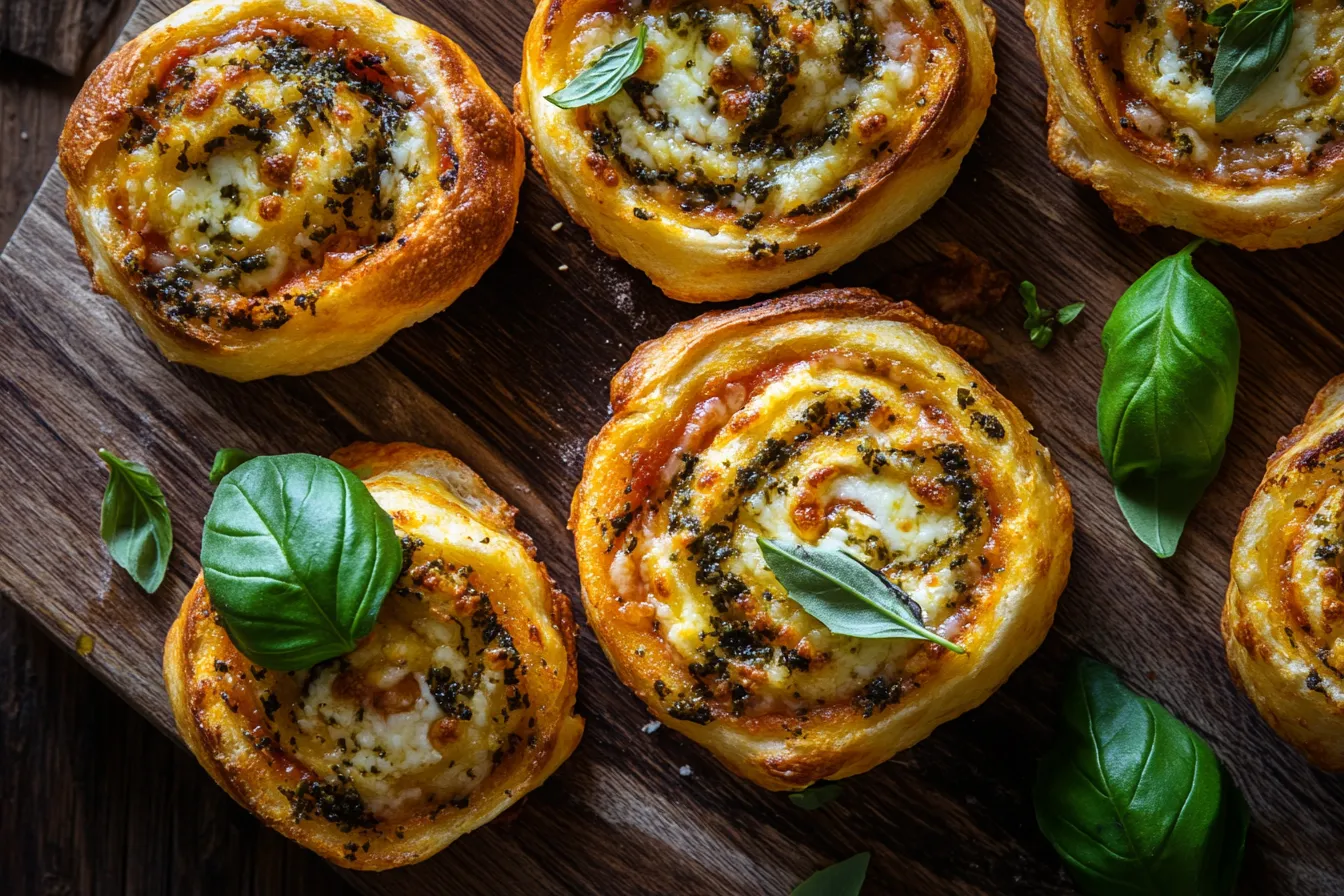 Cottage Cheese Cloud Bread Pizza Roll Ups on wooden board