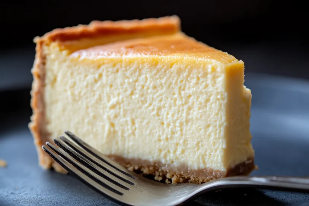 Cheesecake slice macro photo