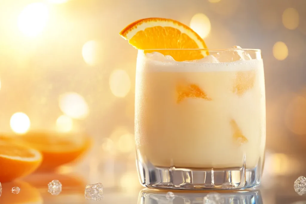 Refreshing orange creamsicle cocktail with orange slice
