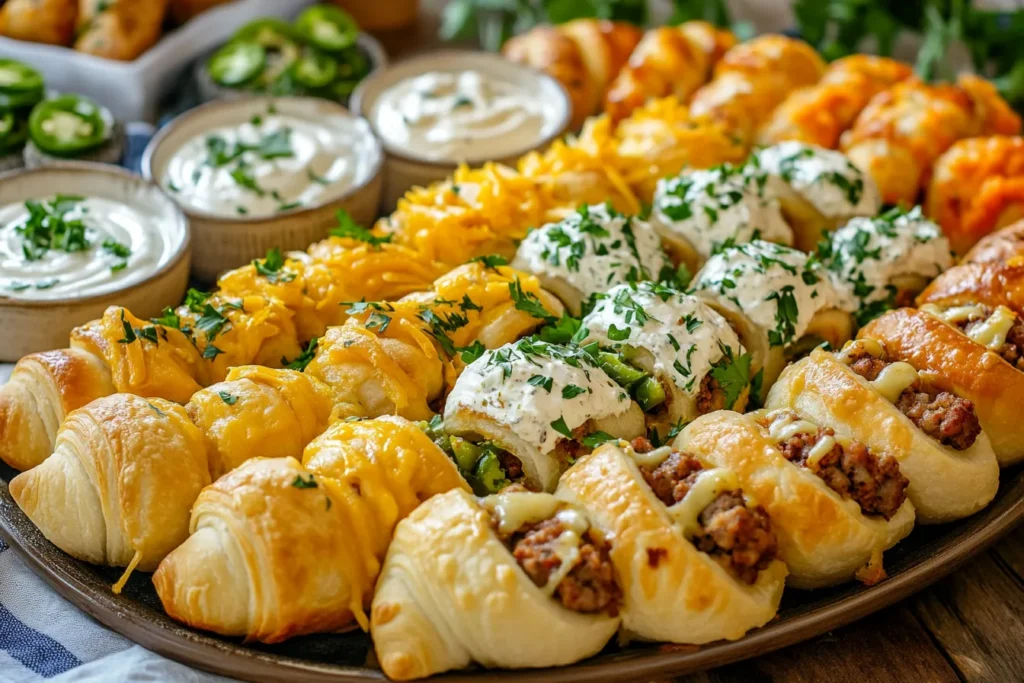 Party platter with different crescent roll variations