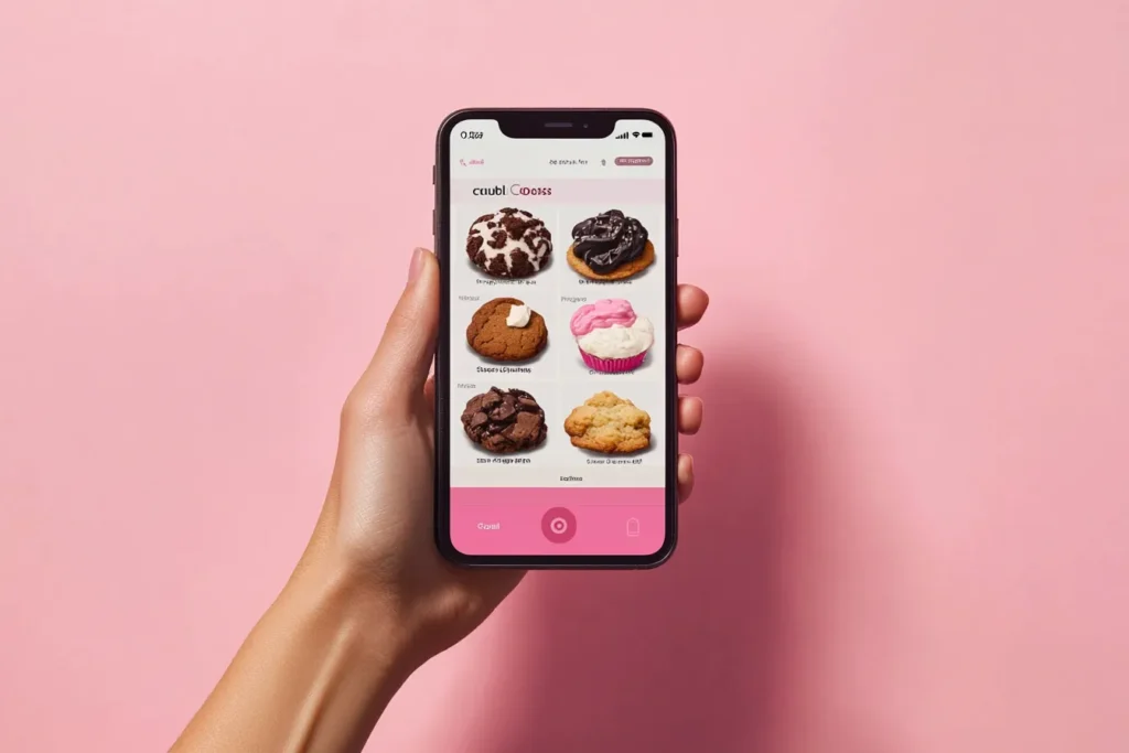 Crumbl mobile app interface on a phone