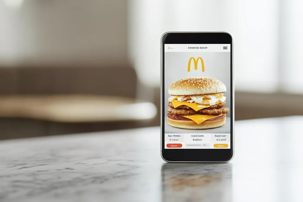 McDonald’s digital ordering app showing Spicy McMuffin customization options