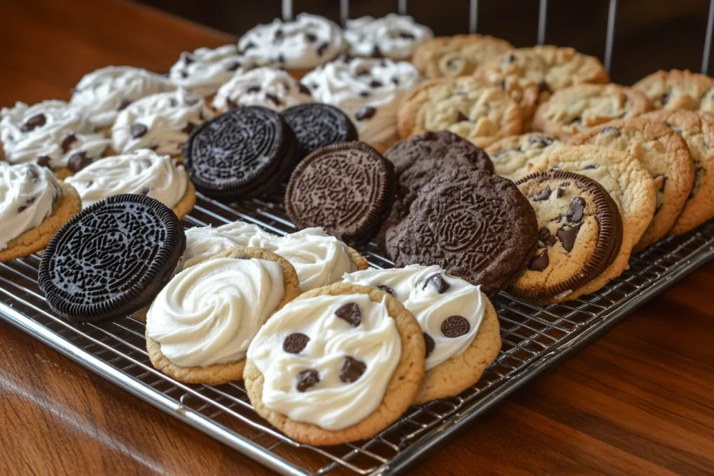 Homemade copycat Crumbl cookies on a tray
