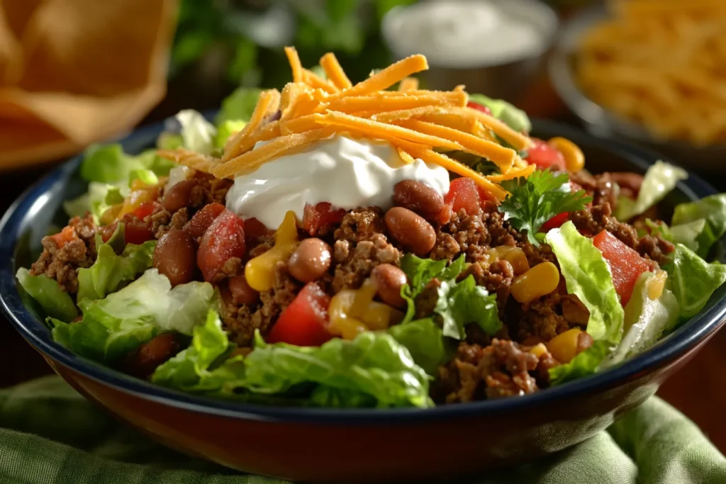 Homemade copycat taco salad in a bowl