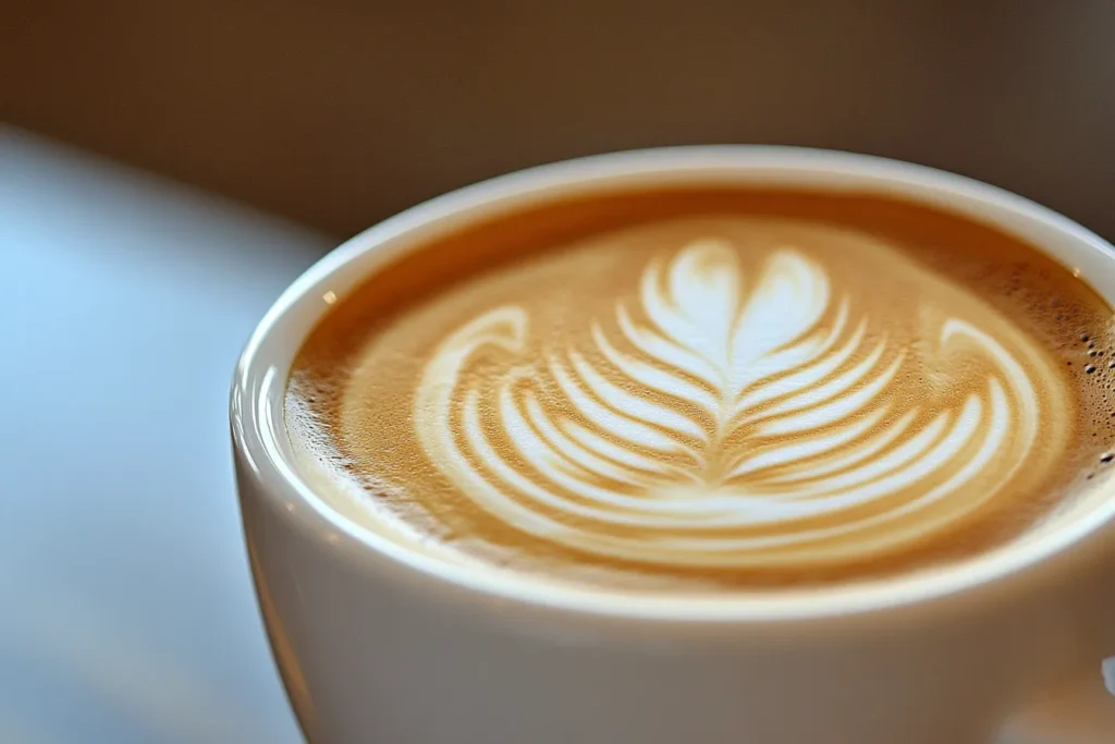 Close-up of flat white microfoam texture
