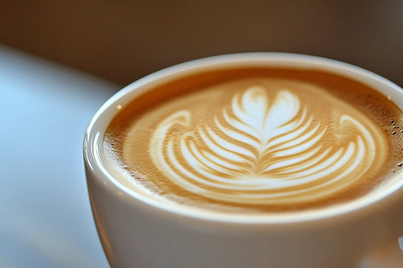 Close-up of flat white microfoam texture