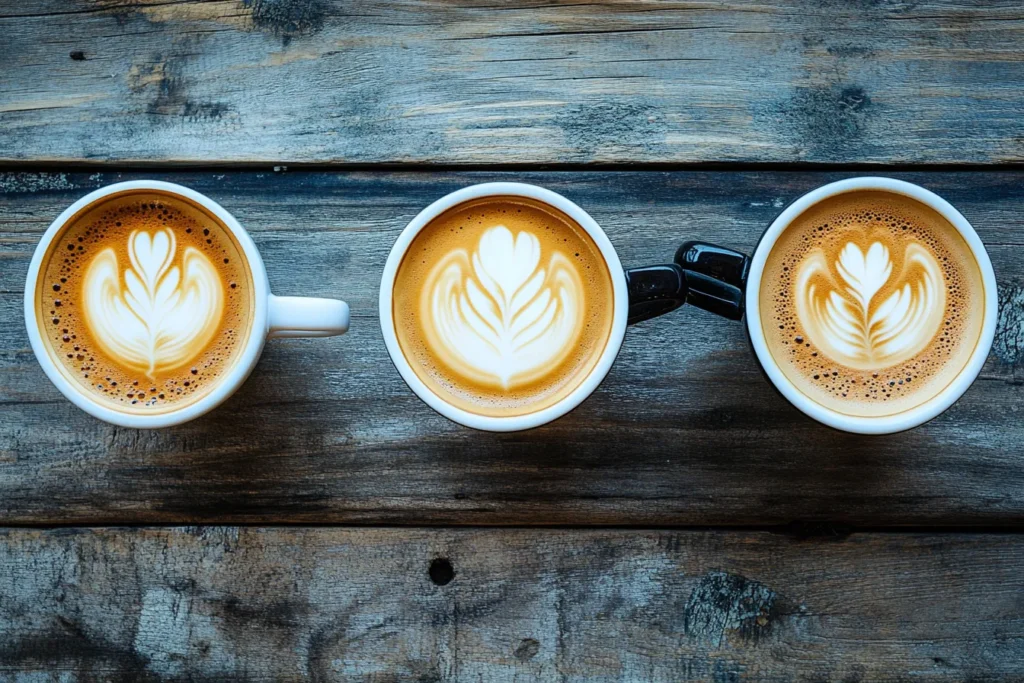 Comparison between flat white, latte, and cappuccino