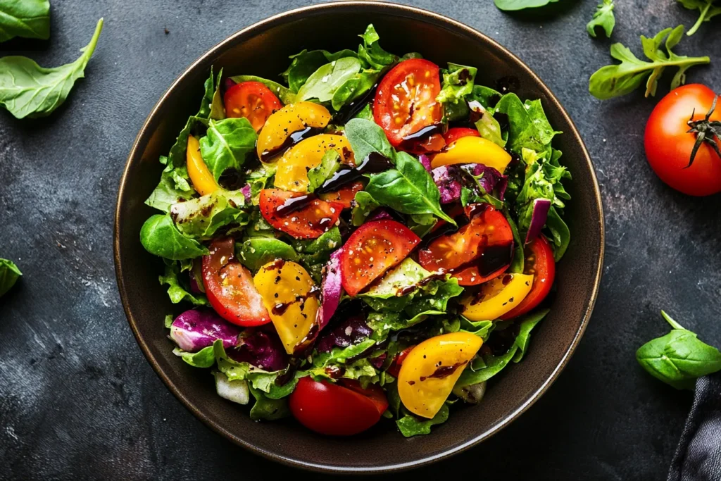 Salad dressed with balsamic vinaigrette
