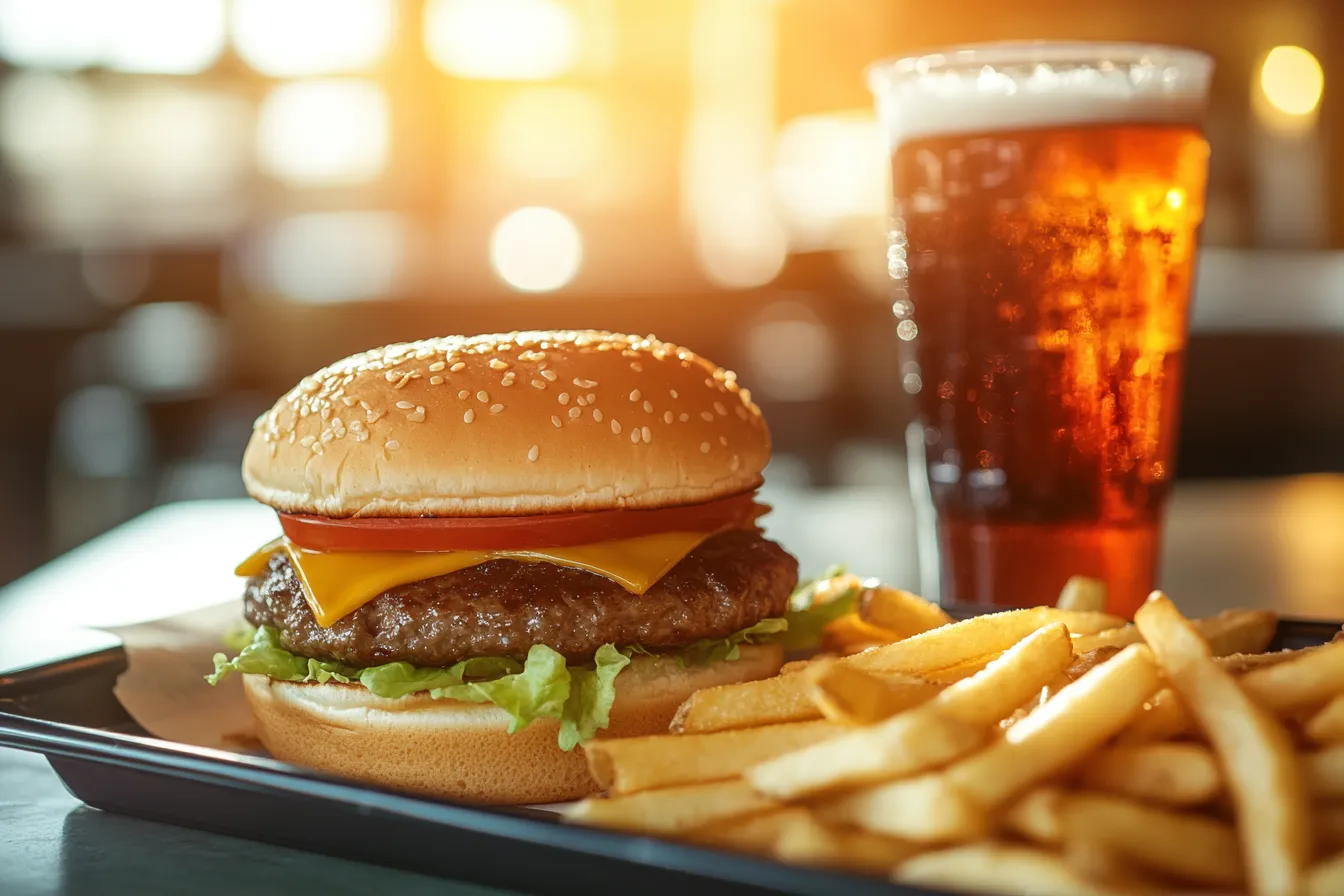 Wendy’s square beef burger on tray