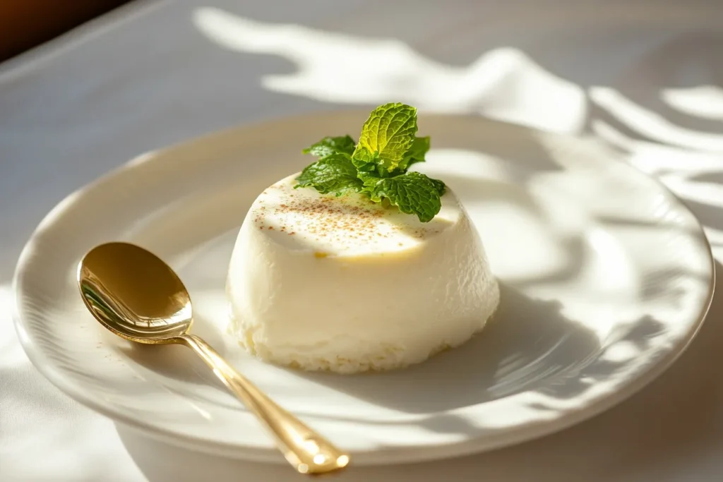 Beautifully plated GAPS cream cheese dessert with mint