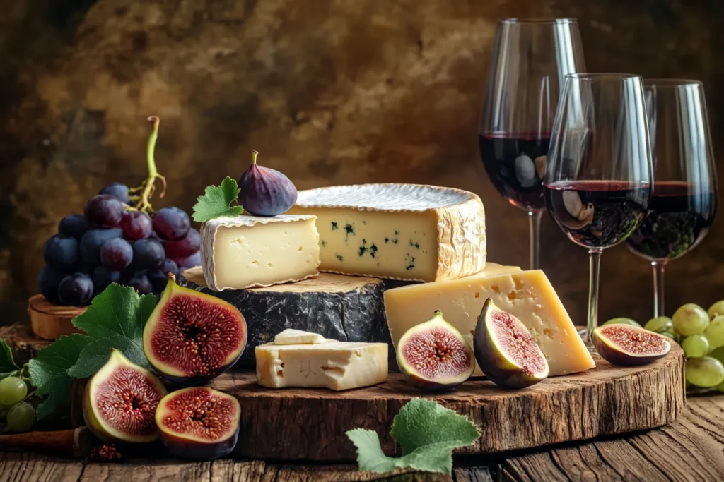 Cheese platter with Spanish, Italian, and French cheeses