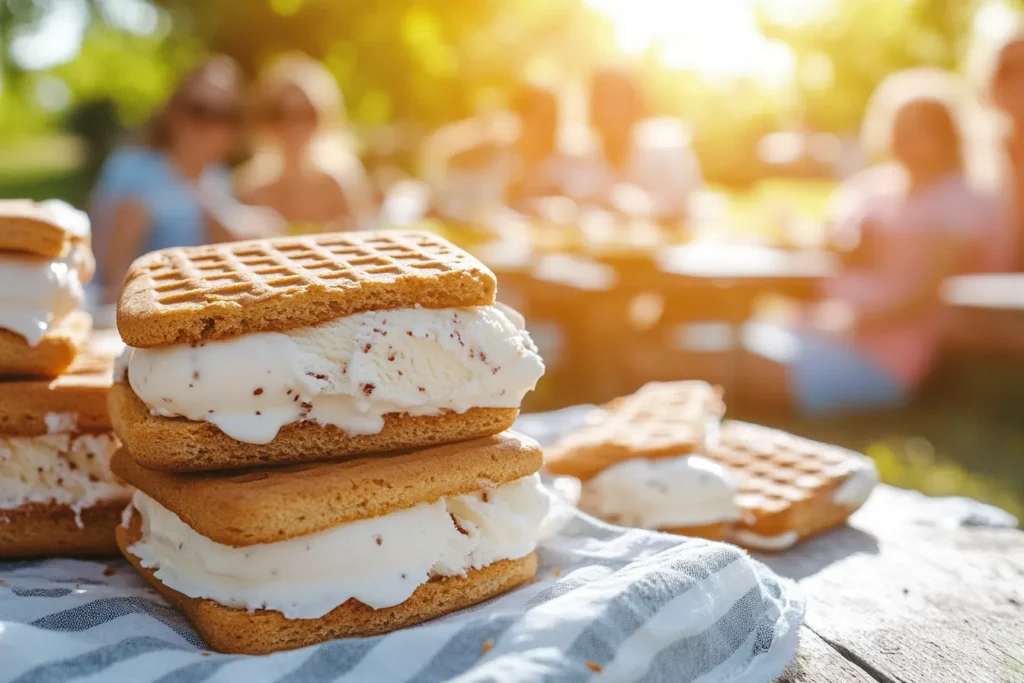 gluten free ice cream sandwiches on a summer table