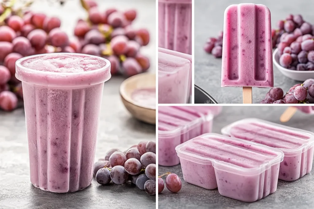 Steps to make grape ice pops