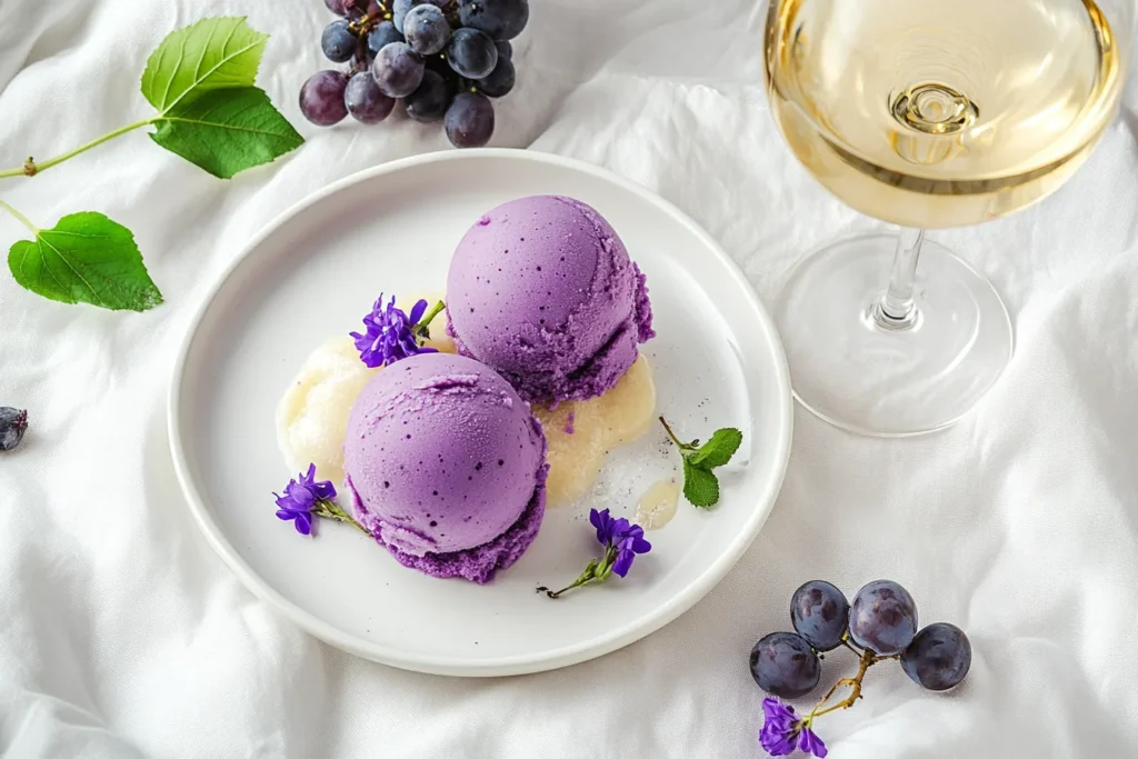 Grape sorbet with wine pairing