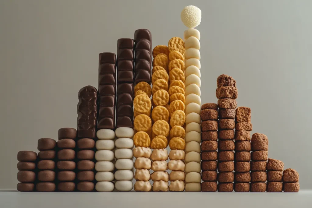 Graphs showing Ferrero’s growth in the snack market