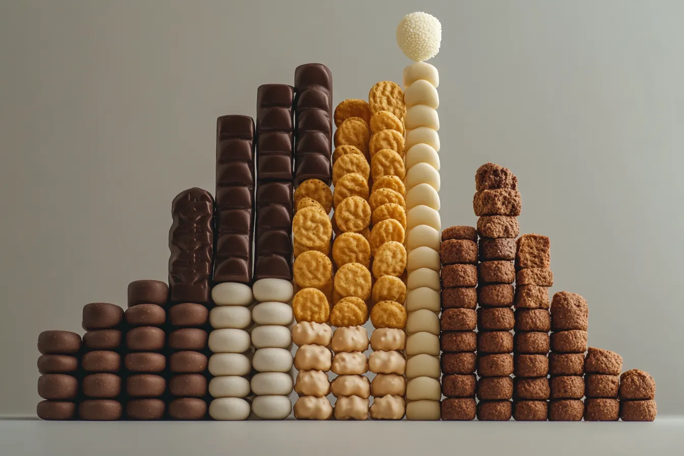 Graphs showing Ferrero’s growth in the snack market
