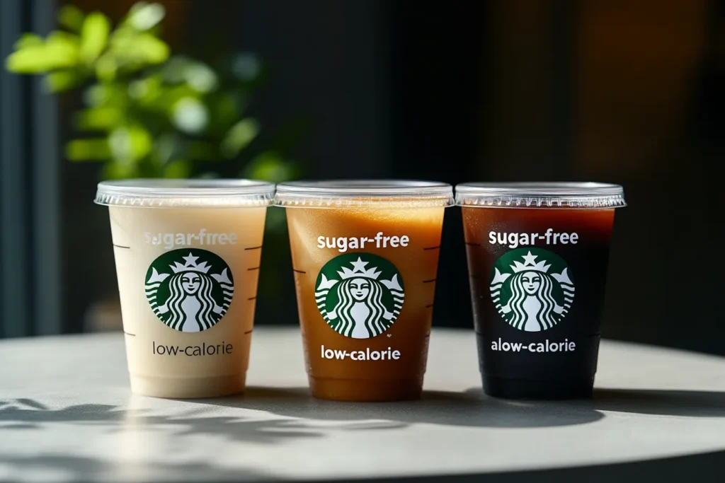 Light and low-calorie Starbucks drinks with sugar-free labels