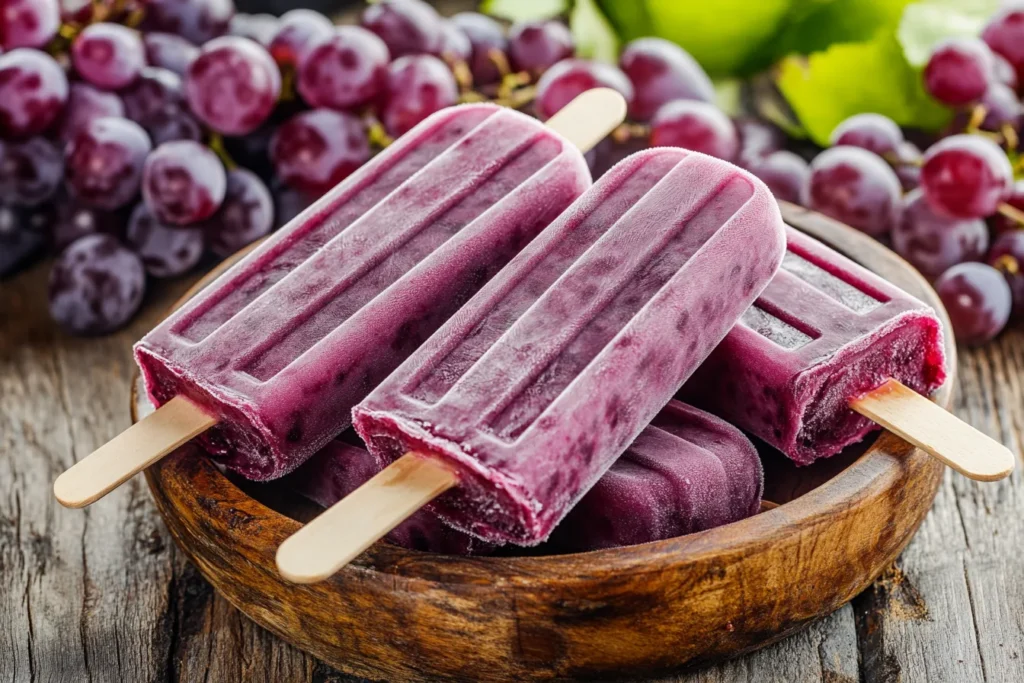 Healthy grape popsicles with no additives