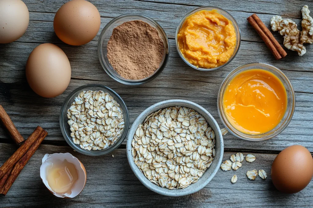 Ingredients for homemade dog snack sticks on a wooden counter