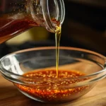 Pouring hot oil into spice mixture