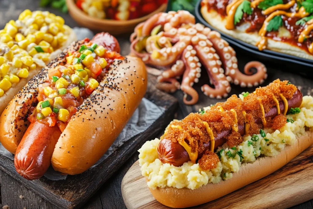 International hot dog styles including Korean, Brazilian, and Japanese