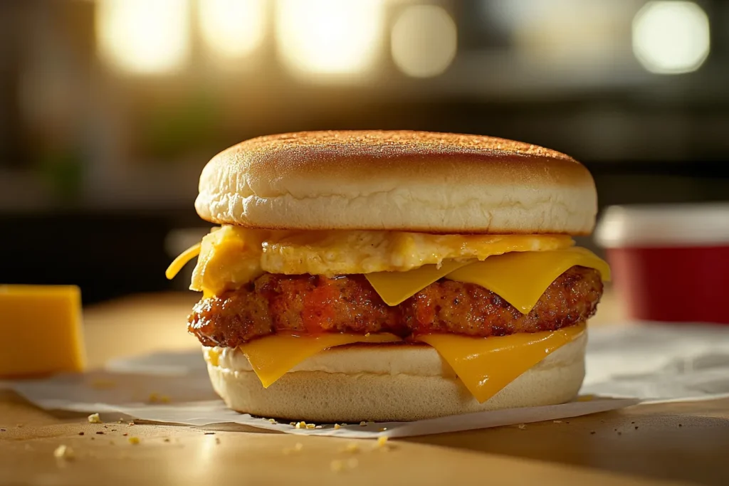 Ingredients laid out next to the Spicy McMuffin