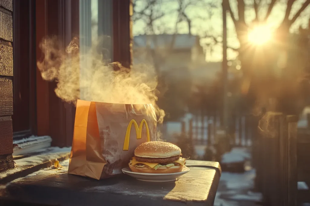 McDonald’s breakfast being delivered via Uber Eats bag