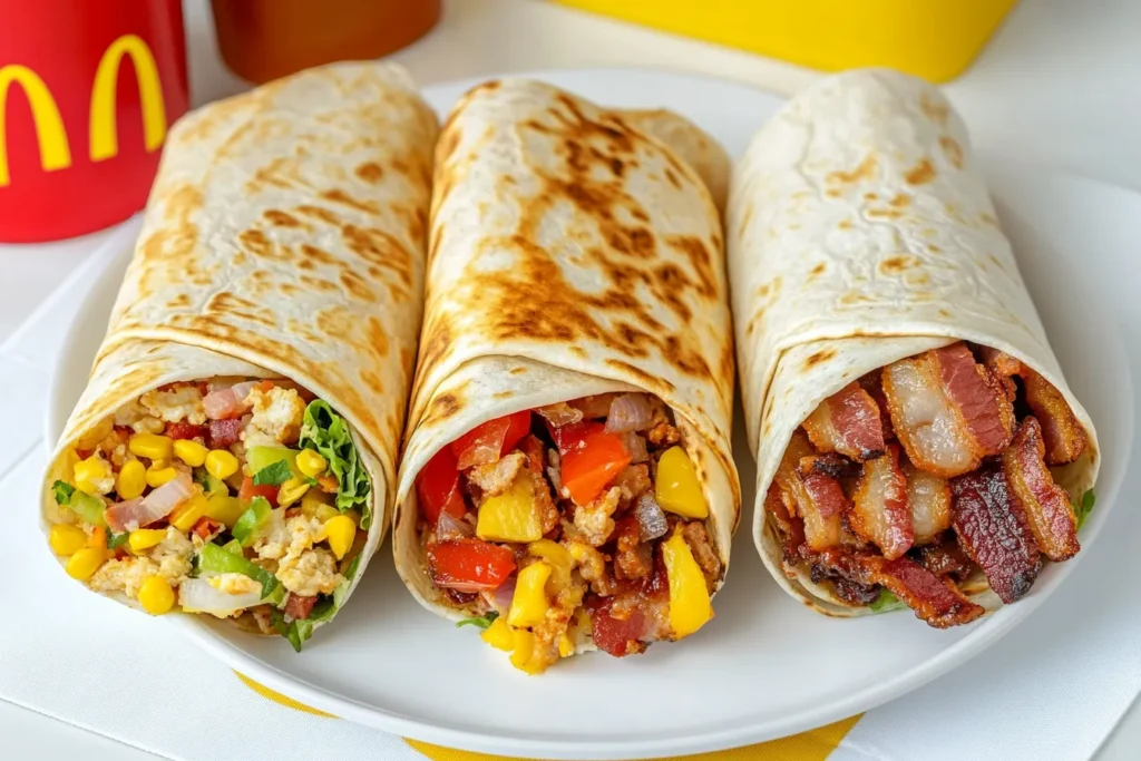 Multiple McDonald’s Snack Wraps including classic, spicy, and BBQ flavors