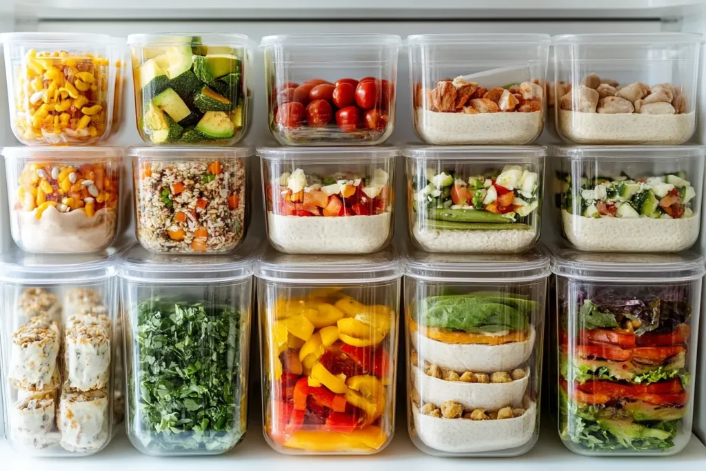 Meal-prepped snack wraps in containers
