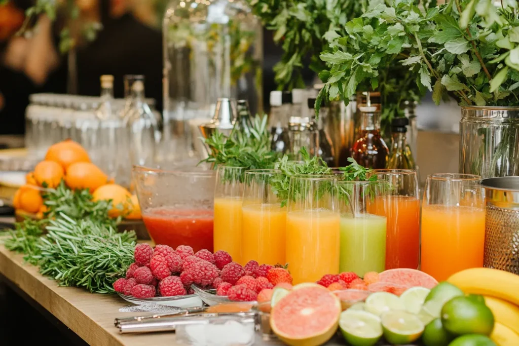 DIY mocktail bar setup at a home gathering