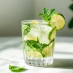 A virgin mojito served with mint and lime