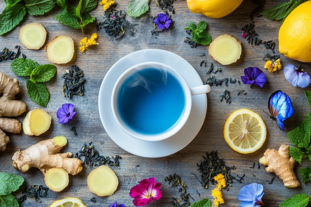 Tea ingredients arranged to show health benefits