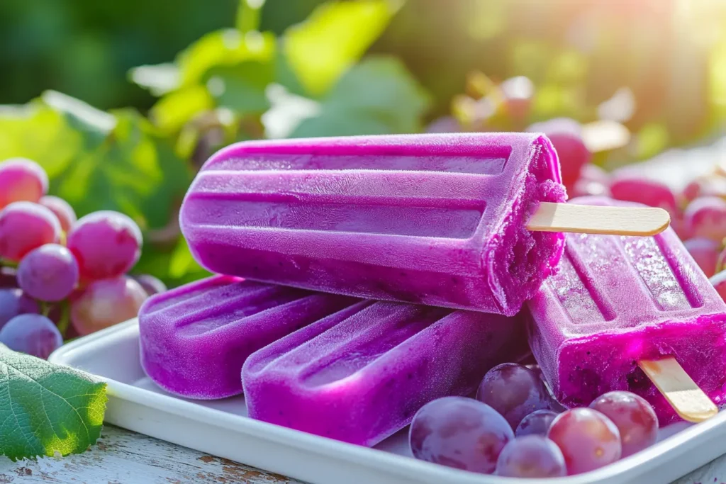 Serving grape ice pops at a summer party