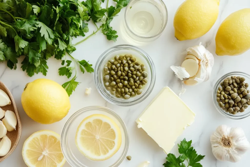 Step-by-step ingredients for making piccata sauce