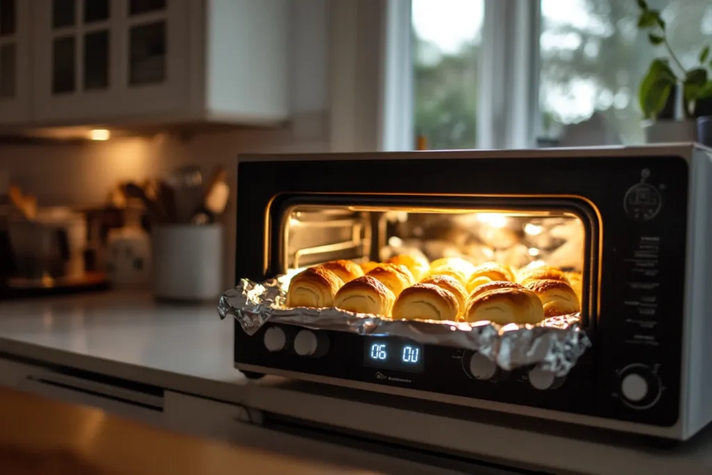 Reheating crescent rolls in a toaster oven