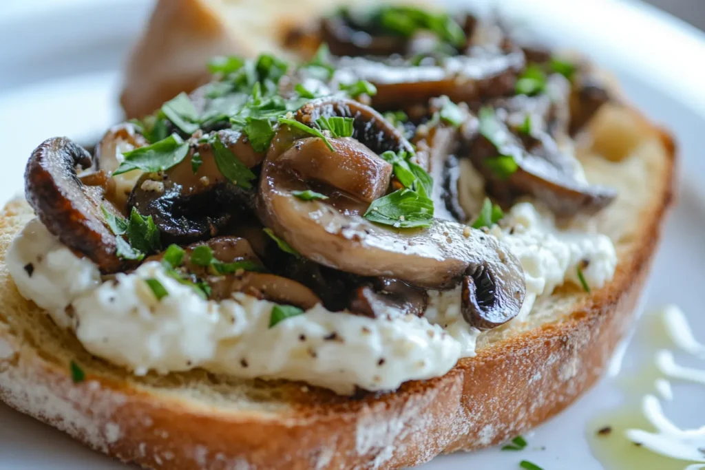 Mushroom and goat cheese toast